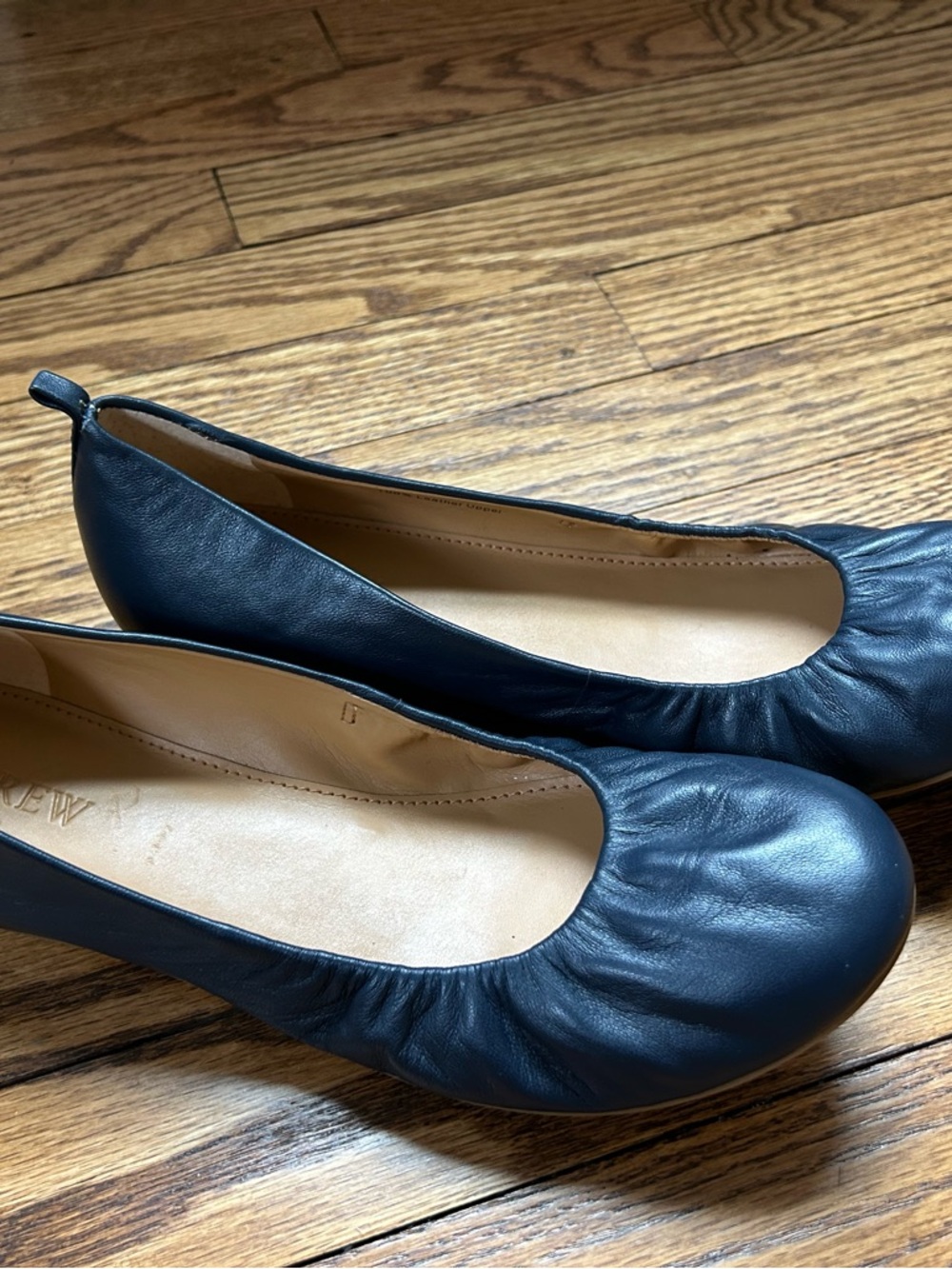 J. Crew Navy Leather Ballet Flats